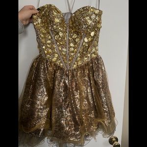 Gold jeweled leopard dress!